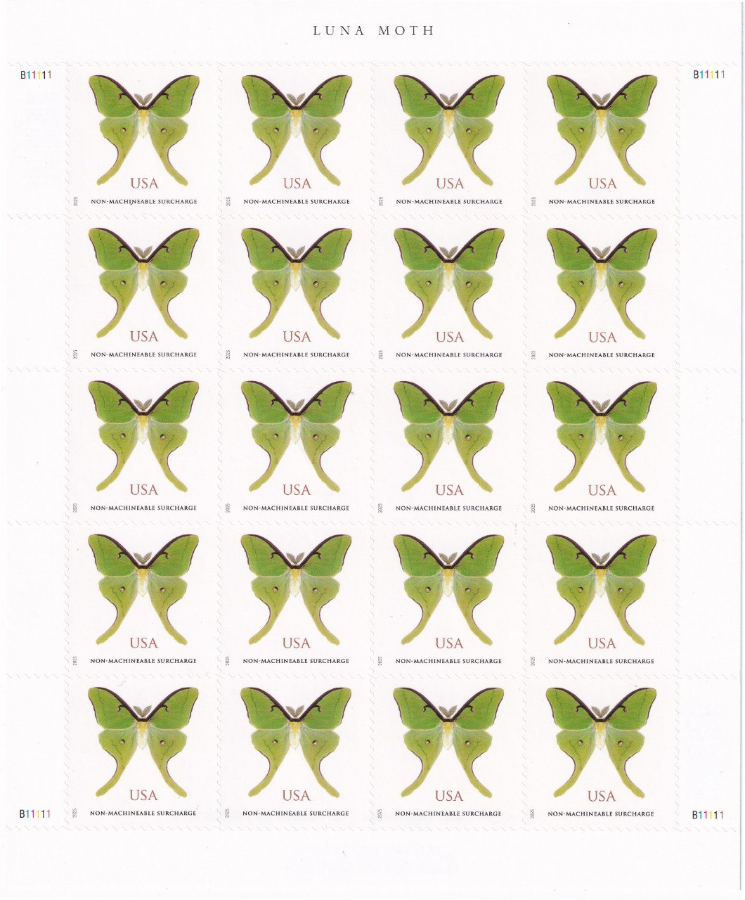 2025 Luna Moth $1.27 Non-Machinable Stamps – 100 Stamps