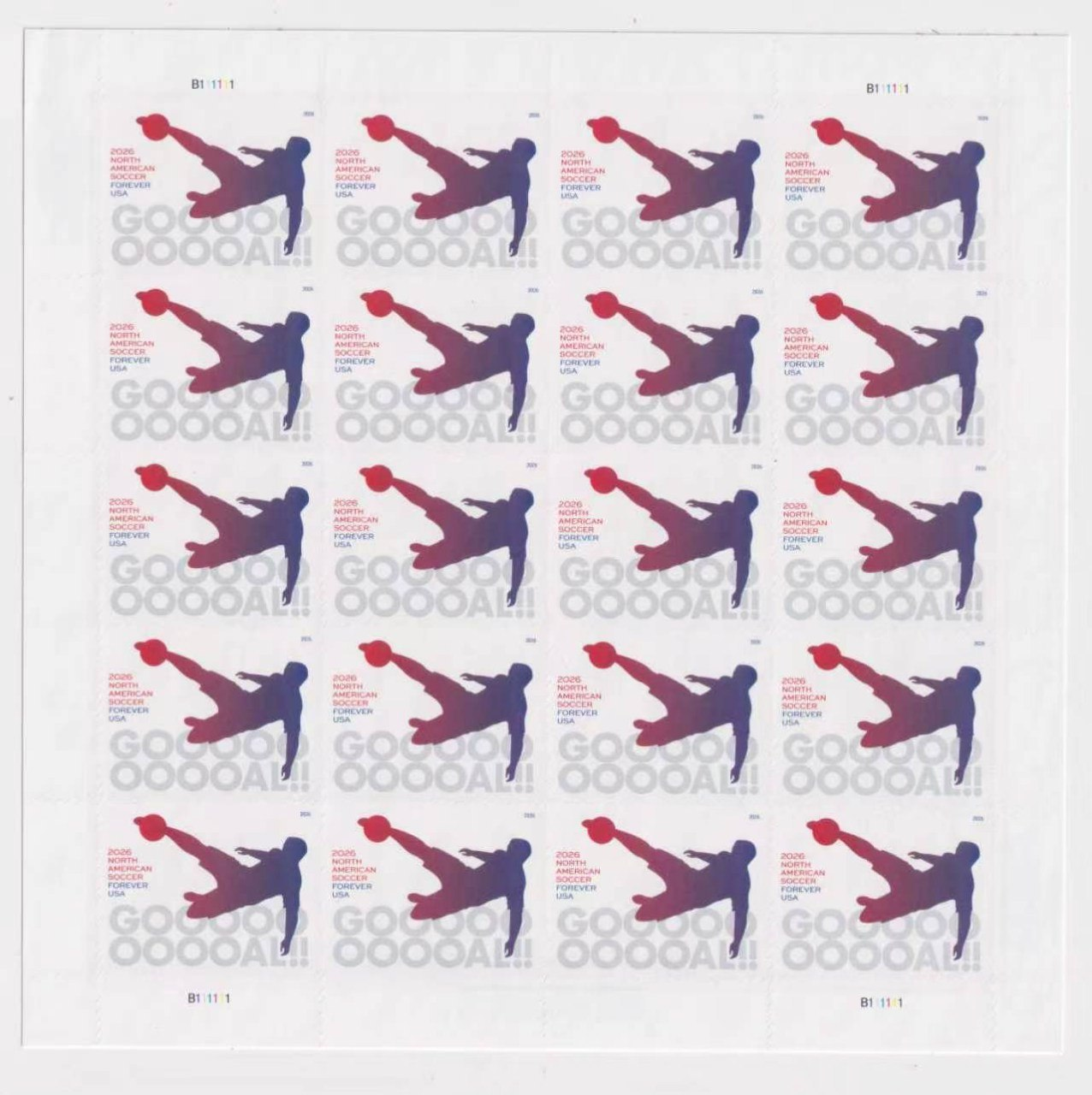 2026 North American Soccer Forever Stamps – 100 Stamps